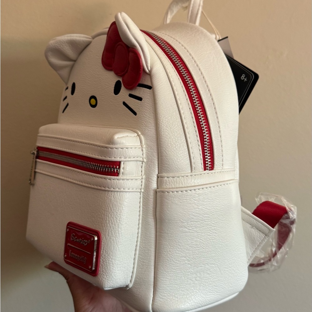 Hello Kitty White and Red Mini Backpack with Bow Accent by Loungefly - Picture 3 of 5